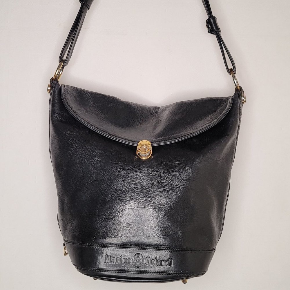 Marino Orlandi Bucket black leather shoulder bag